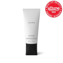 LolaVie Exfoliate Detox activated charcoal closeup for detoxifying scalp cleanse.