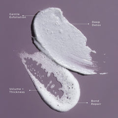 LolaVie Exfoliate Detox AHA closeup showing gentle flakes dissolution on scalp.