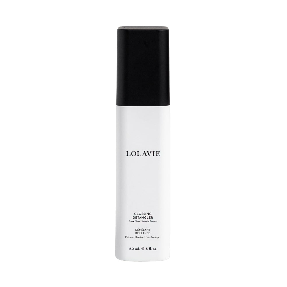 LolaVie Glossing Detangler bottle front view ready for detangling prep