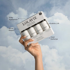 LolaVie Restorative Conditioner travel bottle for detangling and smoothness.