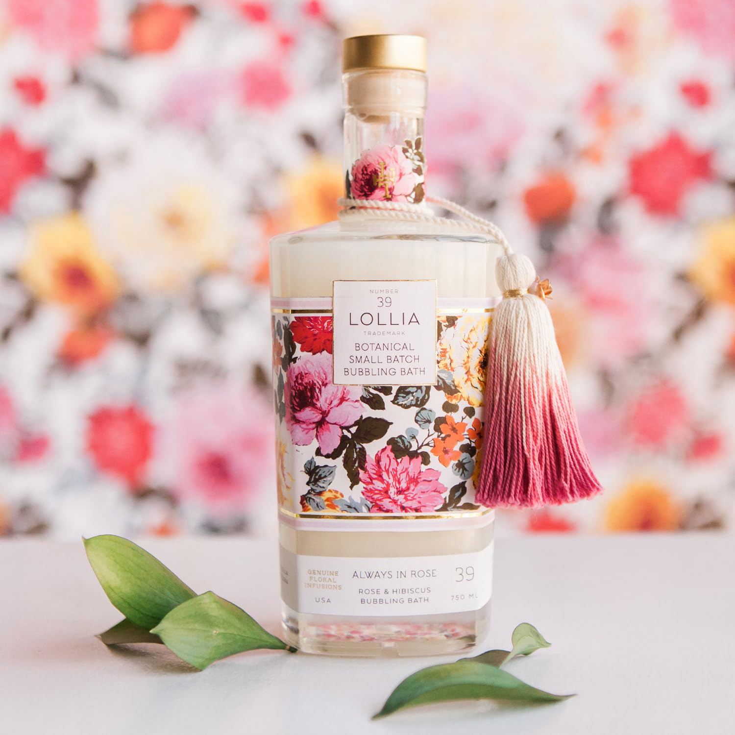 Lollia Always in Rose Bubble Bath bubbles for a fragrant, relaxing soak