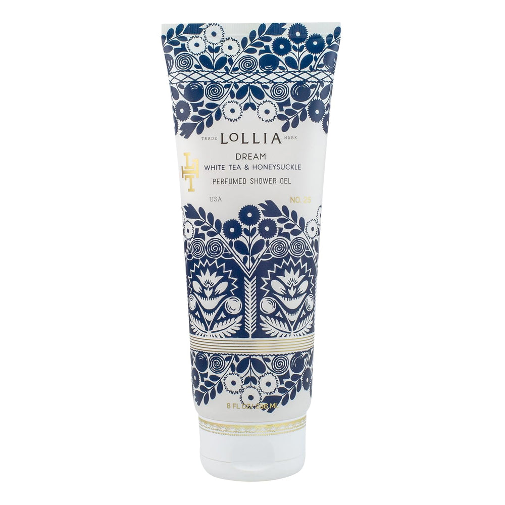 LOLLIA Dream Shower Gel bottle with satin packaging and hydrating formula for refreshed skin