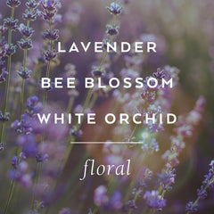 Lollia Relax ingredients illustration featuring lavender extract and honey for soothing skin