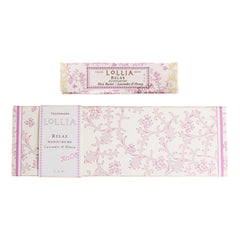 LOLLIA Relax Handcreme packaging sleeve highlights elegant floral design and gift-worthy appeal.