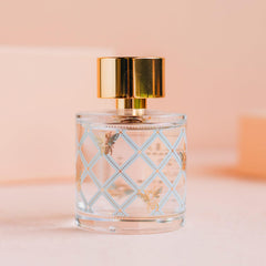 LOLLIA Wish label with bees and foulard conveys boutique luxury.