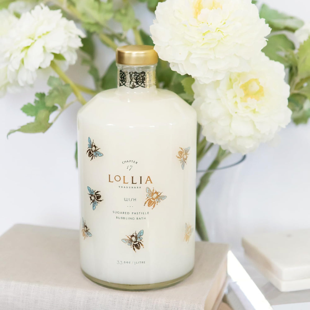 LOLLIA Wish Bubble Bath relaxing routine evokes a calm, indulgent self-care moment.