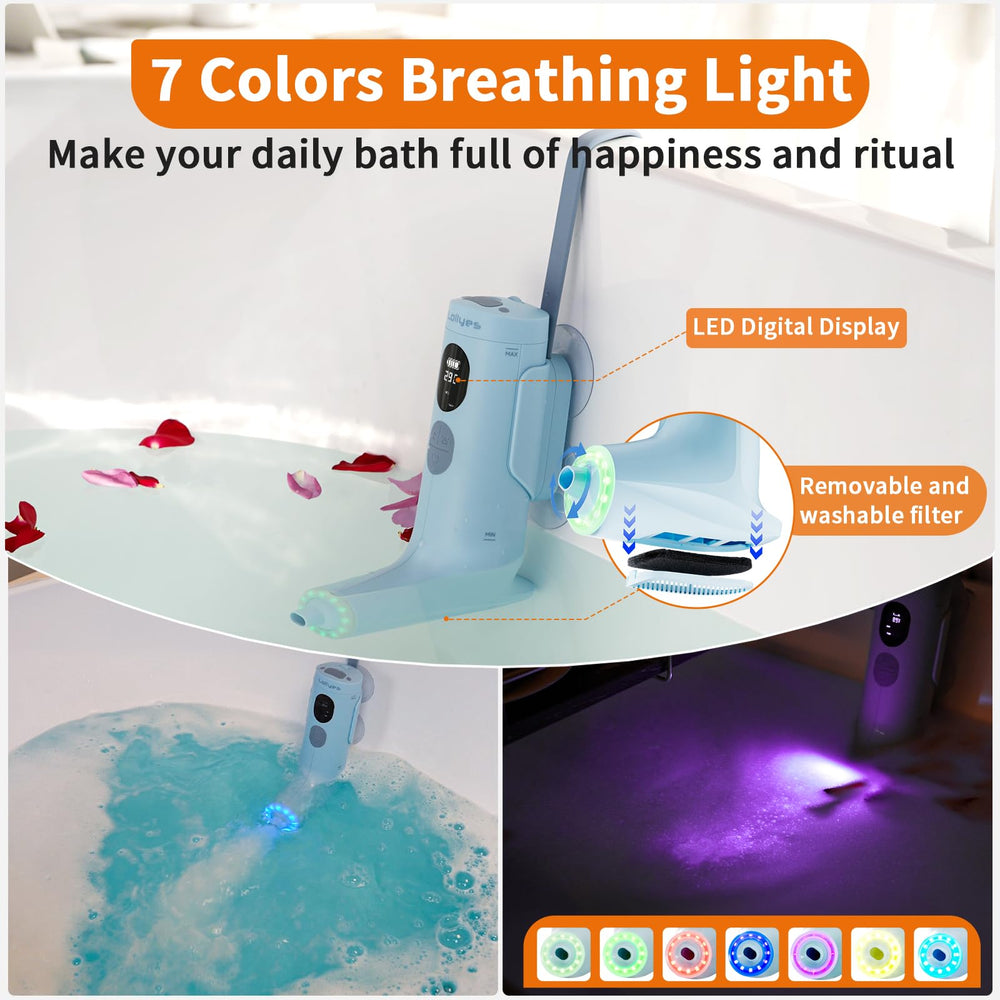 lollyes Bath Jets tub bubble mode blue — soft bubbles for full-body relaxation