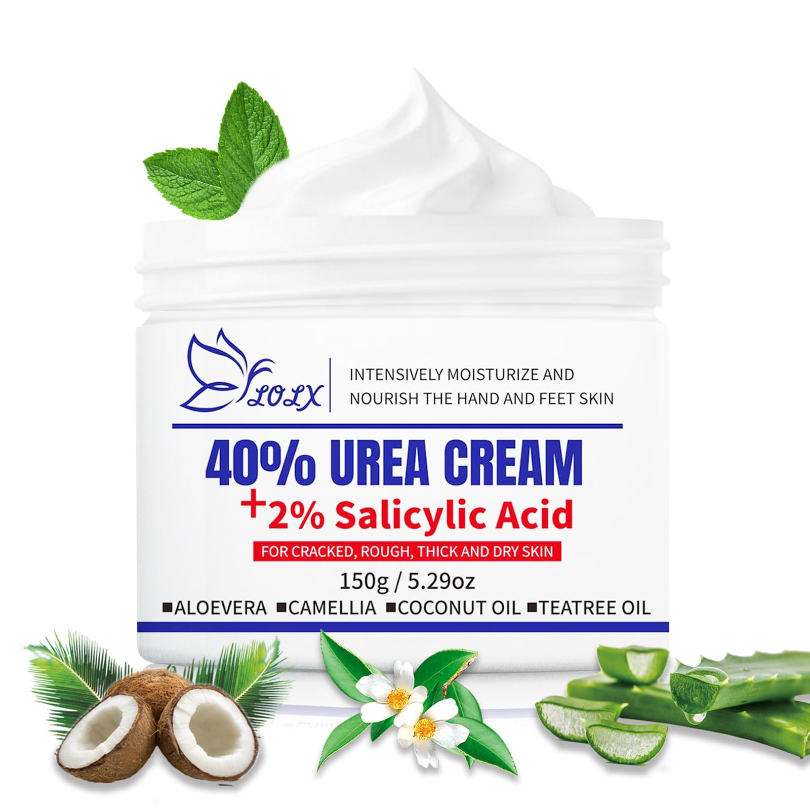 LOLX 40% Urea Foot Cream bottle for deep hydration of dry feet