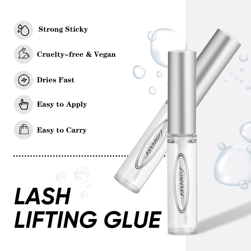 Lomansa Lash Lift Glue close-up shows fast-drying action with minimal residue.