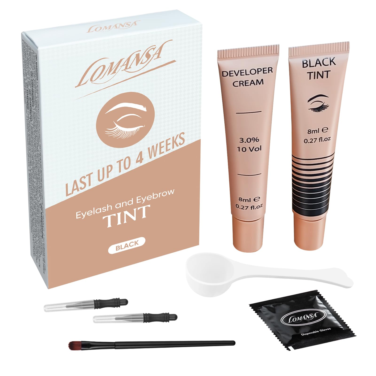Lomansa Lash Tint Kit packaging showcases premium at-home salon quality