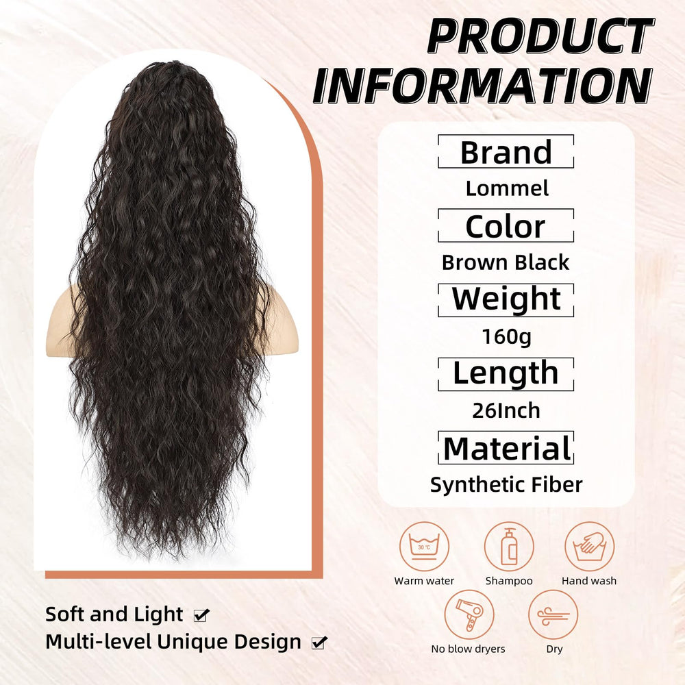 Lommel brown-black shade ponytail extension showing natural wave