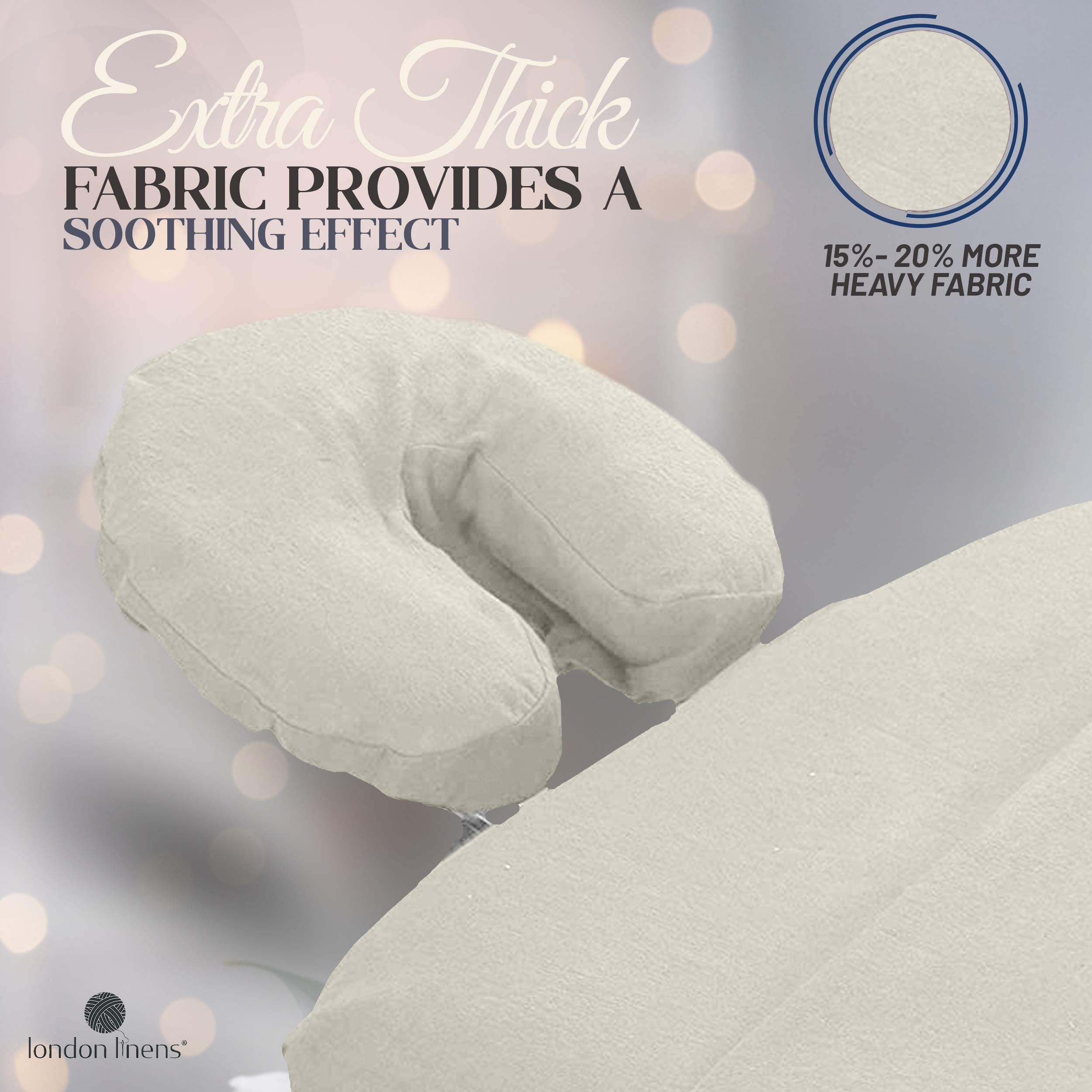 London Linens natural face cradle cover on a table showcasing universal fit