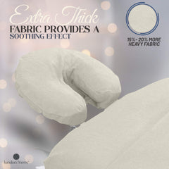 London Linens natural face cradle cover on a table showcasing universal fit