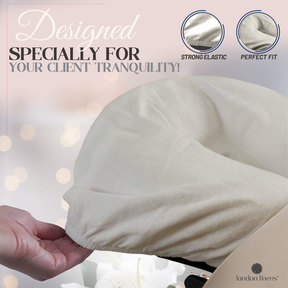 London Linens natural face cradle cover crescent shape design close-up