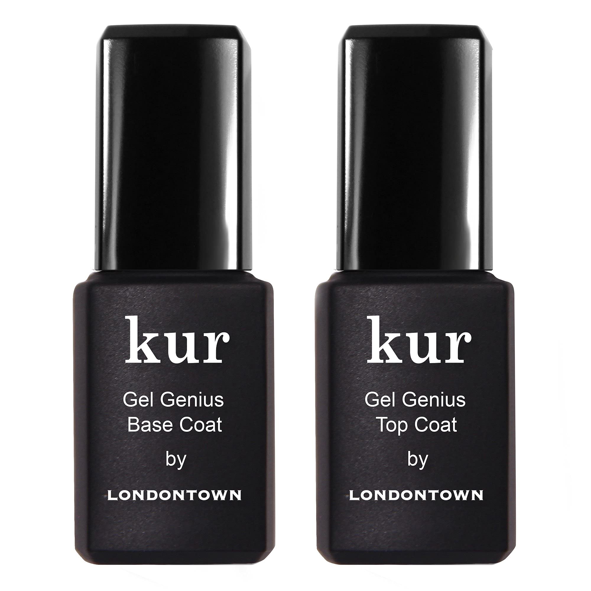 LONDONTOWN Kur Gel Genius Set base coat close-up for durable nail foundation and smooth color grip.