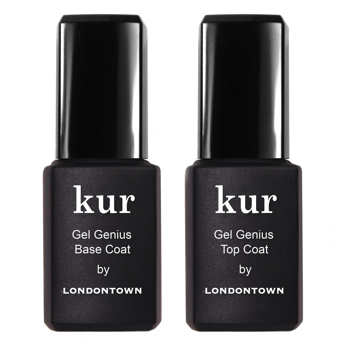 LONDONTOWN Kur Gel Genius Set base coat close-up for durable nail foundation and smooth color grip.
