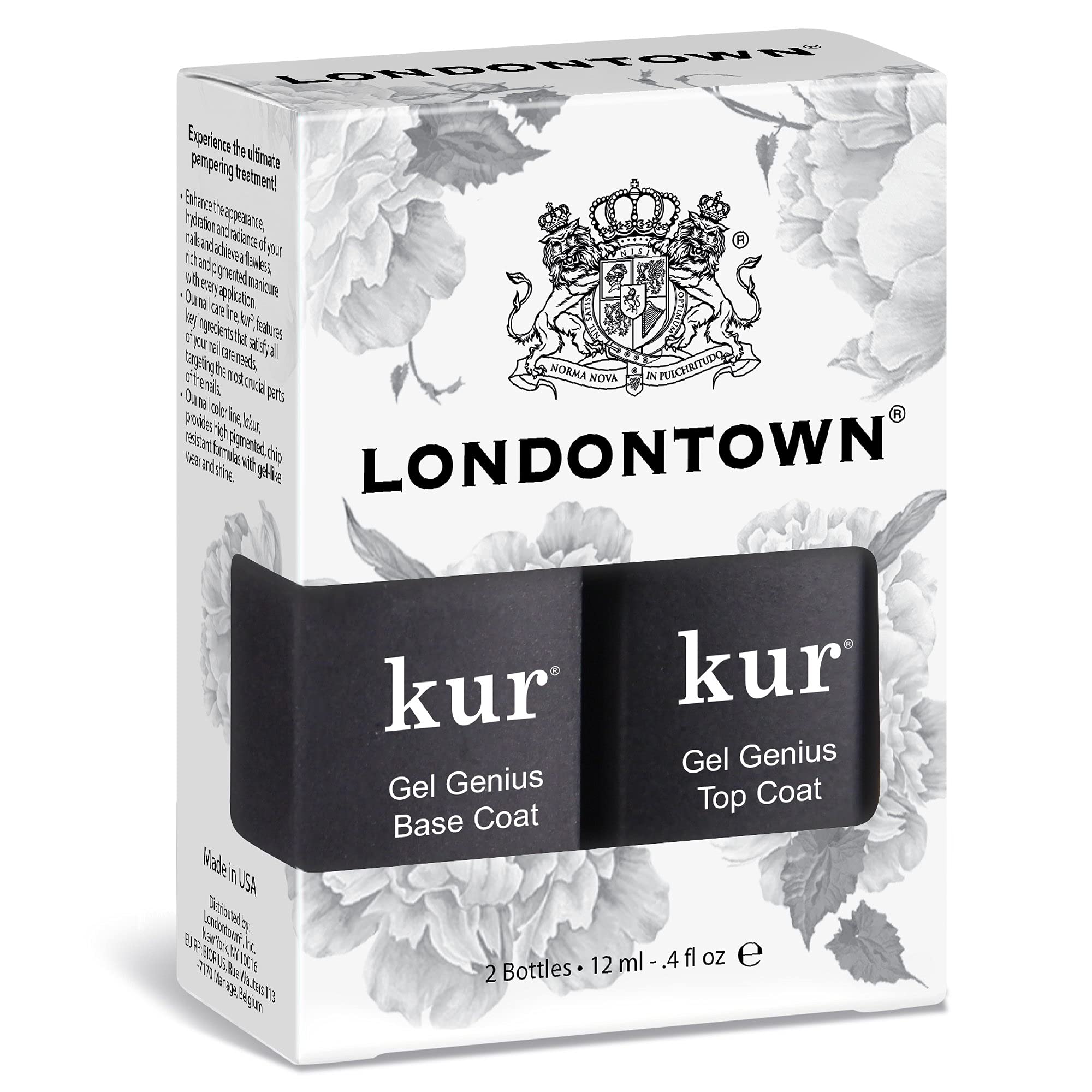 LONDONTOWN Kur Gel Genius Set top coat detail showcasing high-shine, salon-quality finish.