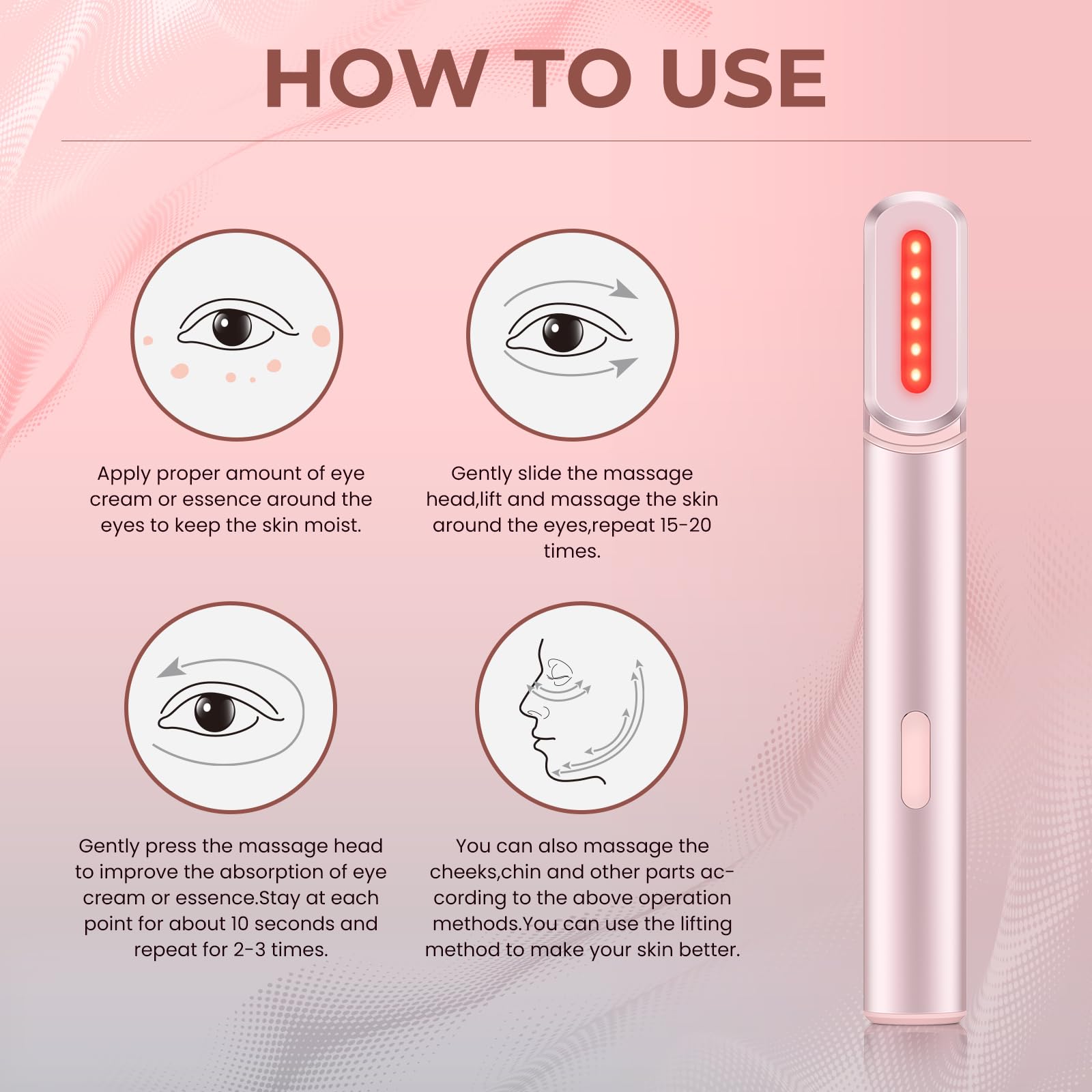 Londxin wand used around the eye area for targeted massage and relaxation
