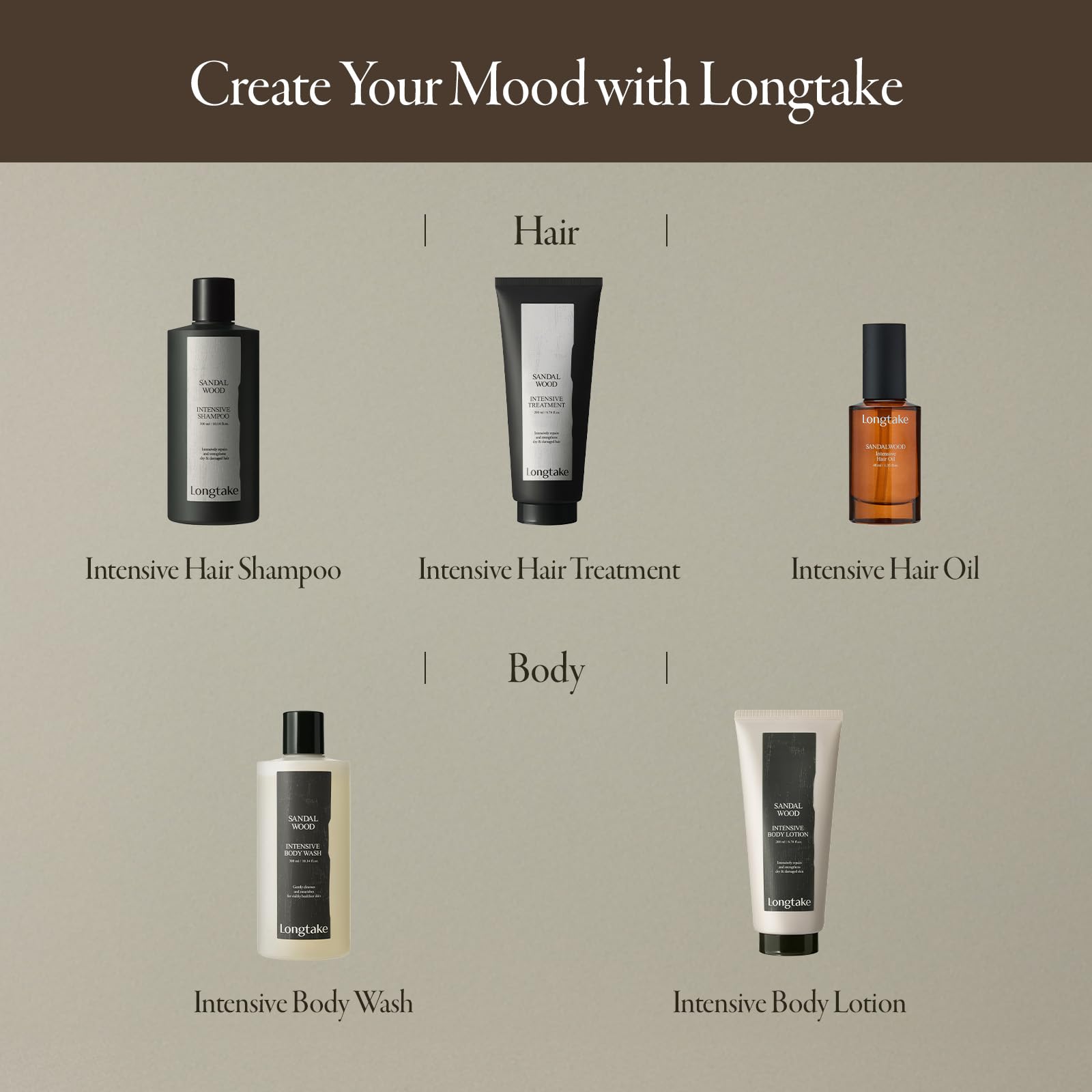 LONGTAKE Sandalwood oil helps tame frizz for smoother hair.