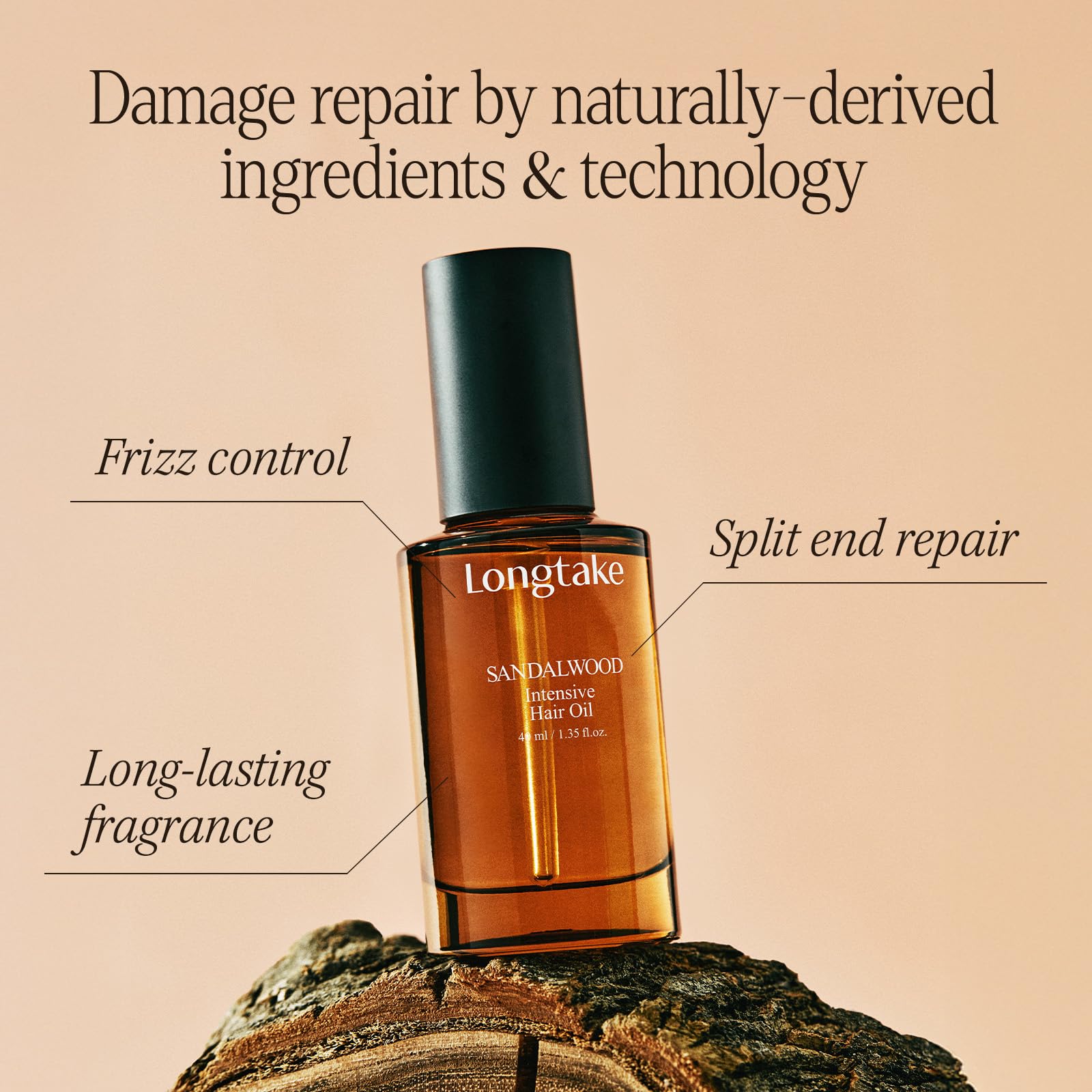 LONGTAKE Sandalwood Intensive Oil pump shows easy, one-pump application.