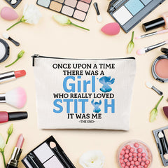 LongXIN cartoon lover makeup bag back shows durable zipper and secure storage.