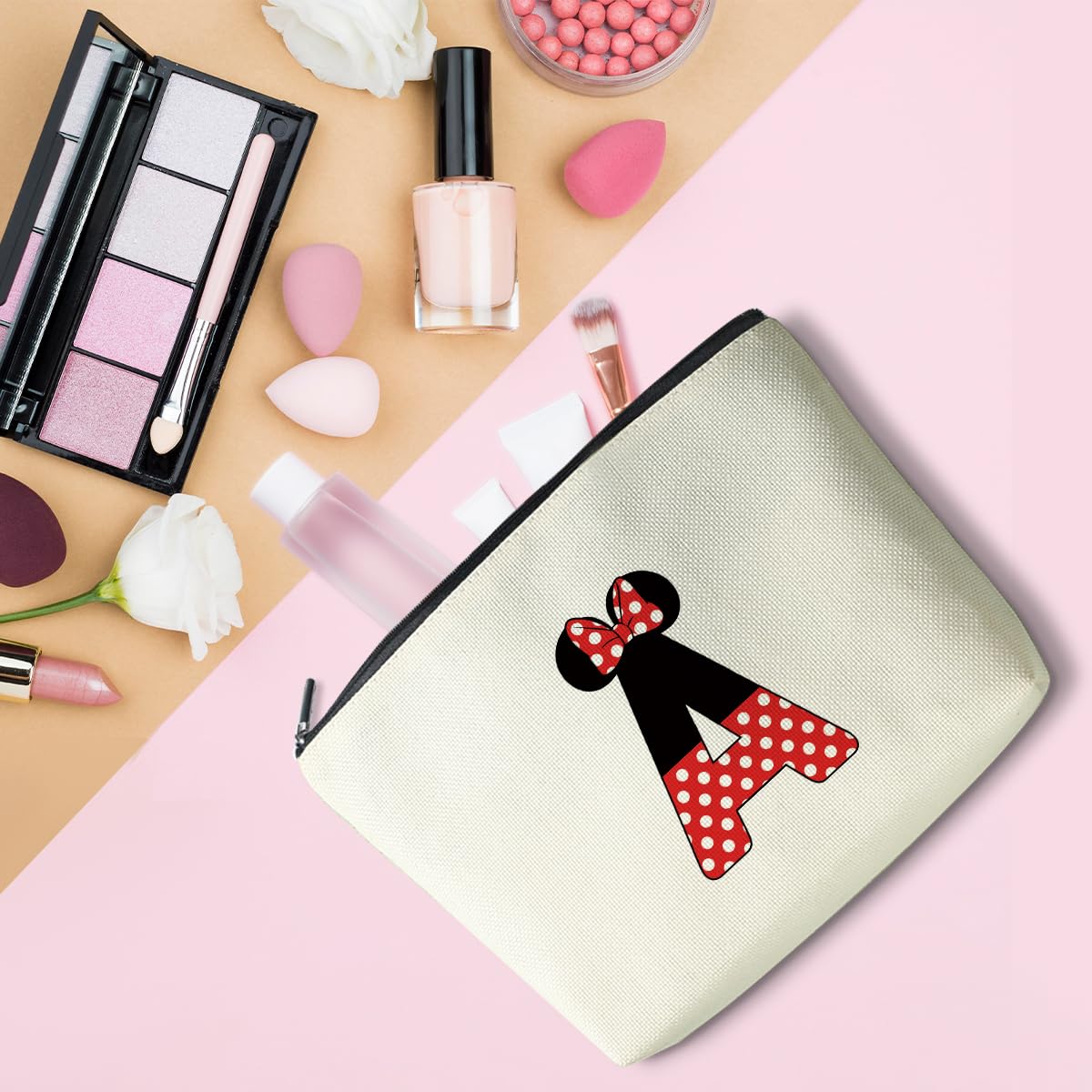 LONGXIN cosmetic bag with large capacity, fits brushes, makeup, and small accessories.