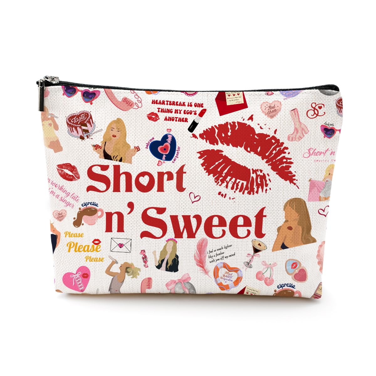 LONGXIN Singer Merch makeup bag front view shows vibrant print for travel-friendly cosmetics.