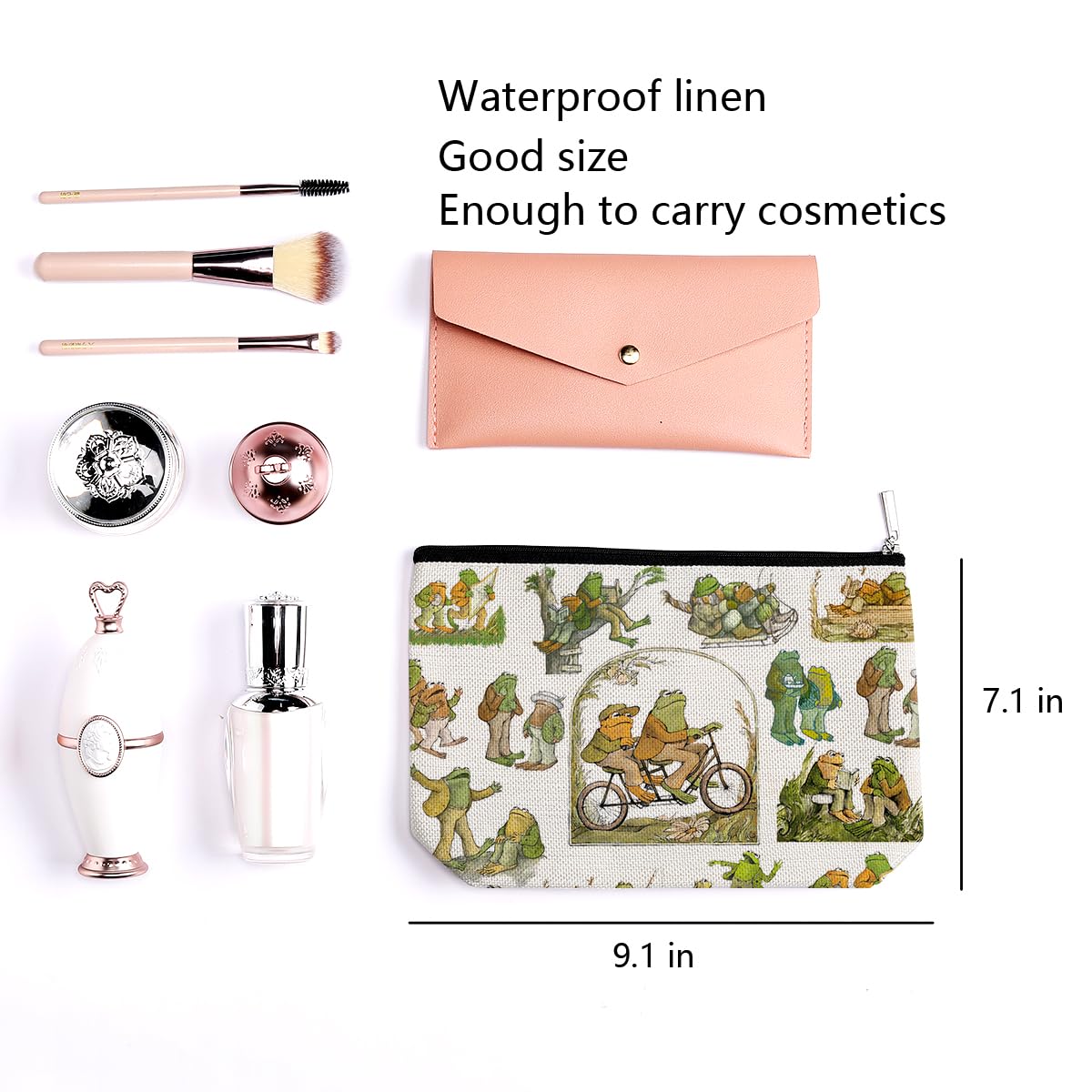 LONGXIN Toad Fans cosmetic bag double-sided graphic features playful toads for gift-worthy appeal