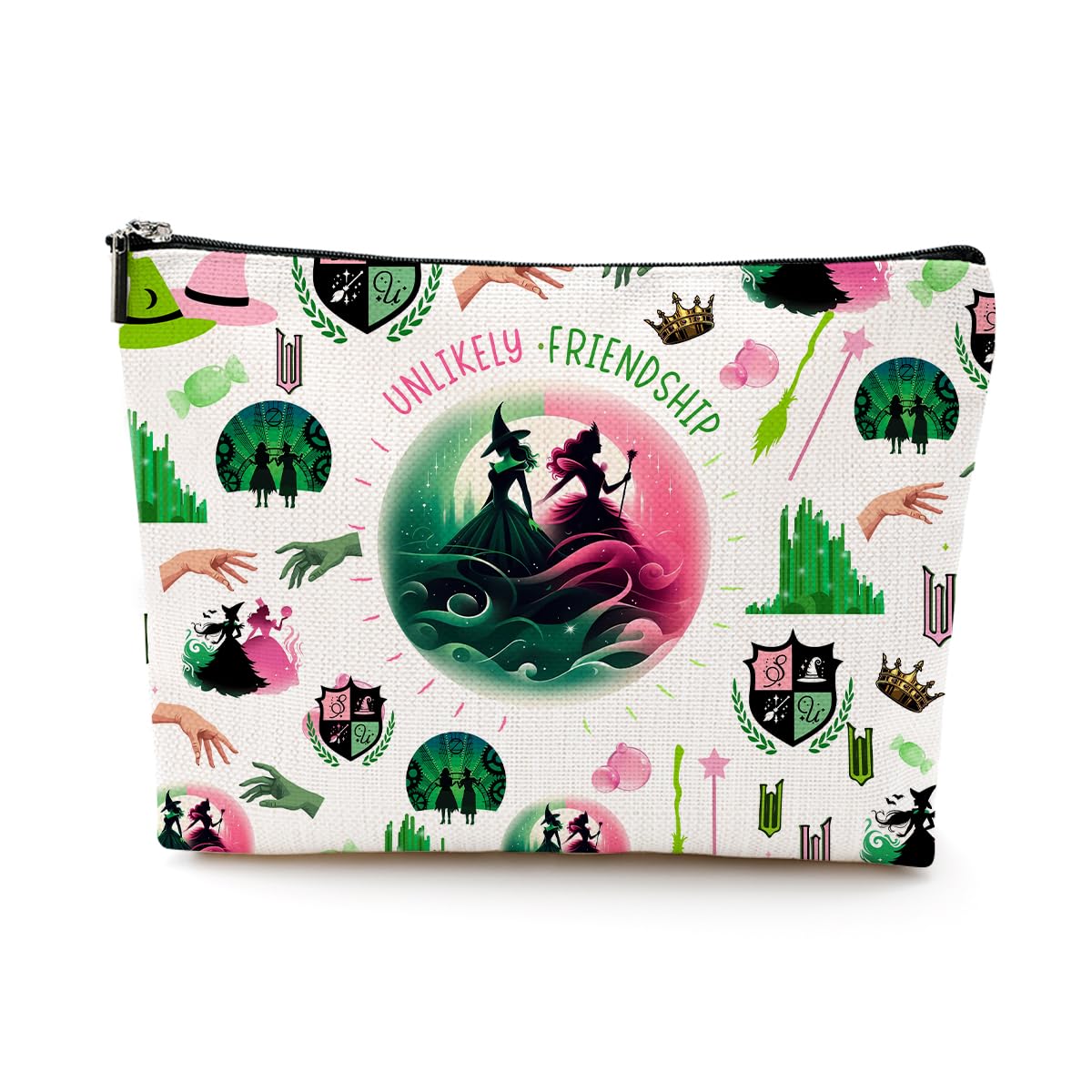 LONGXIN Witch Merch makeup bag shows a waterproof linen exterior for reliable on-the-go protection.