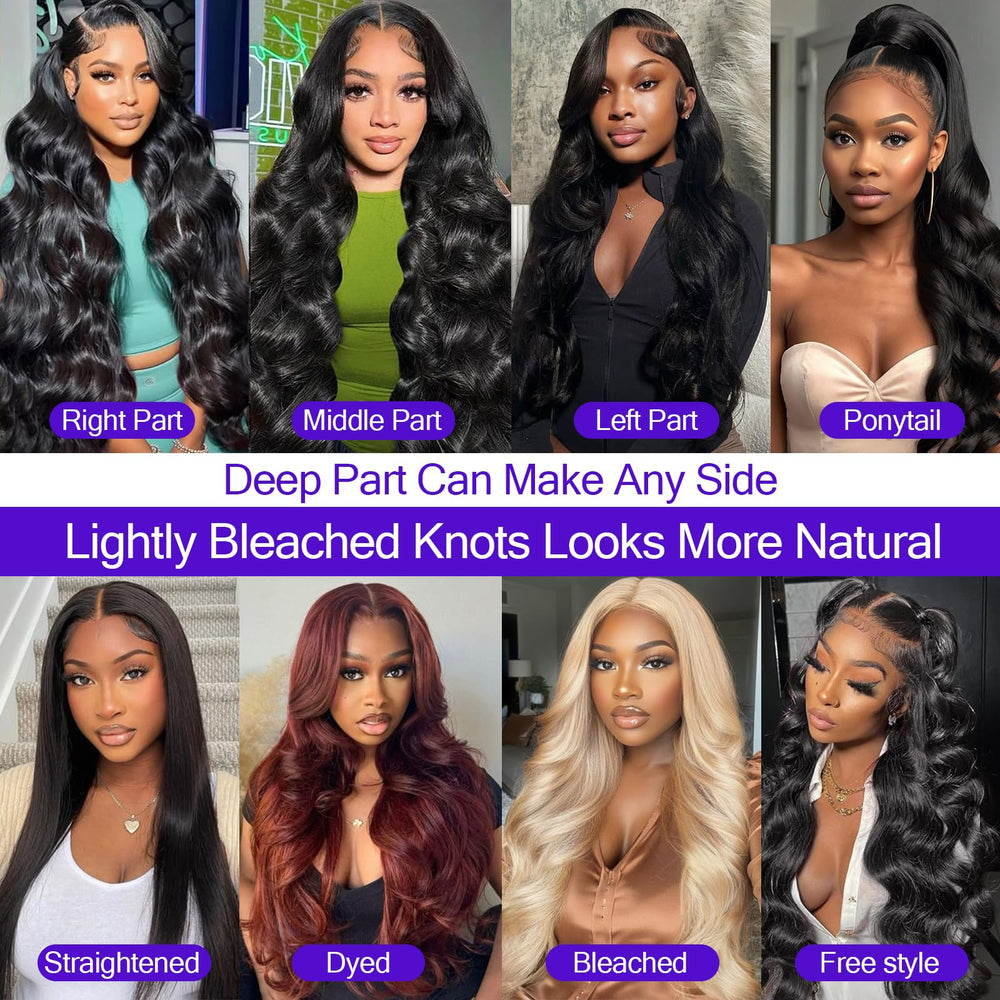 LONREAW 13x6 lace front allows middle or side part and updo styles.