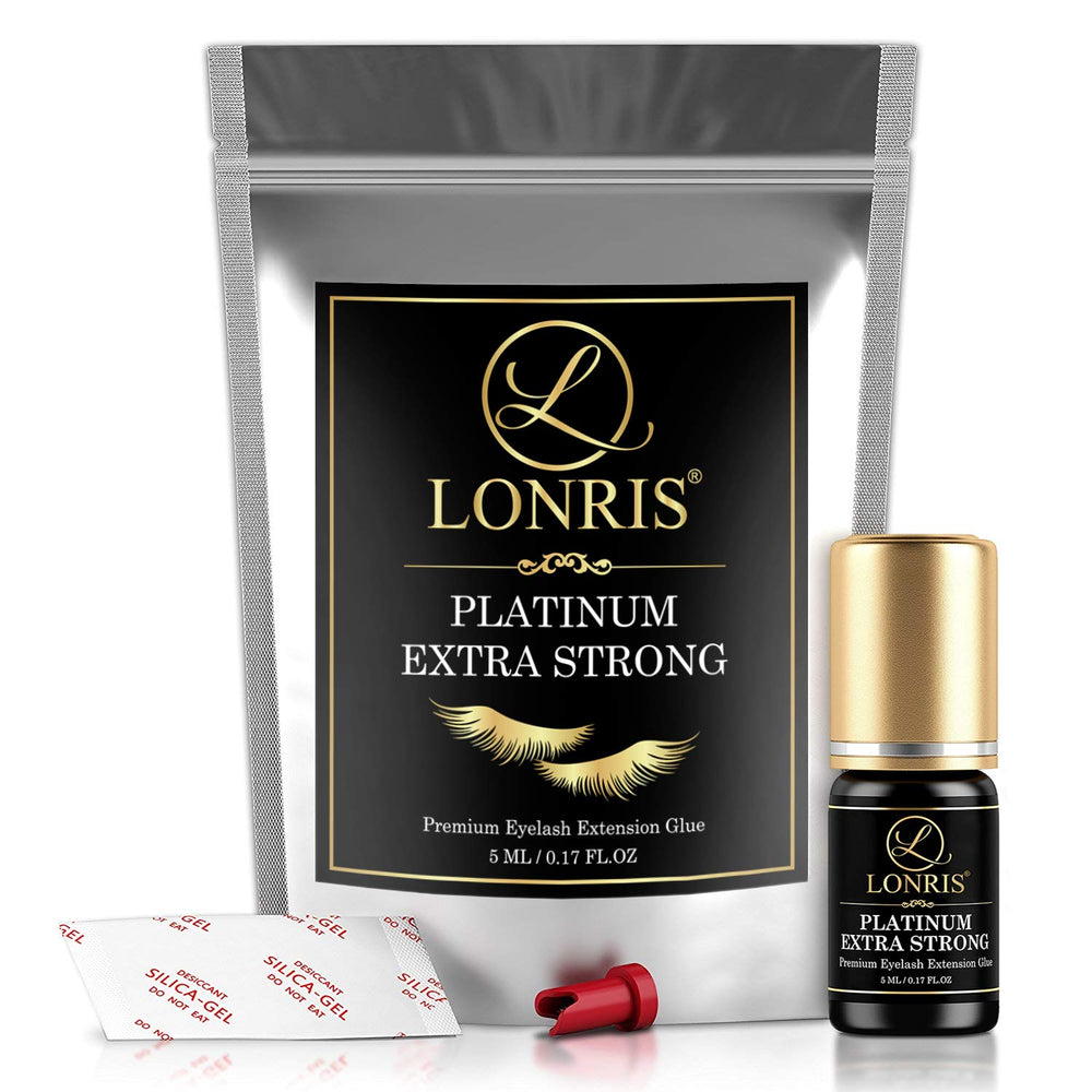 LONRIS lash glue professional-use label highlights salon-grade application