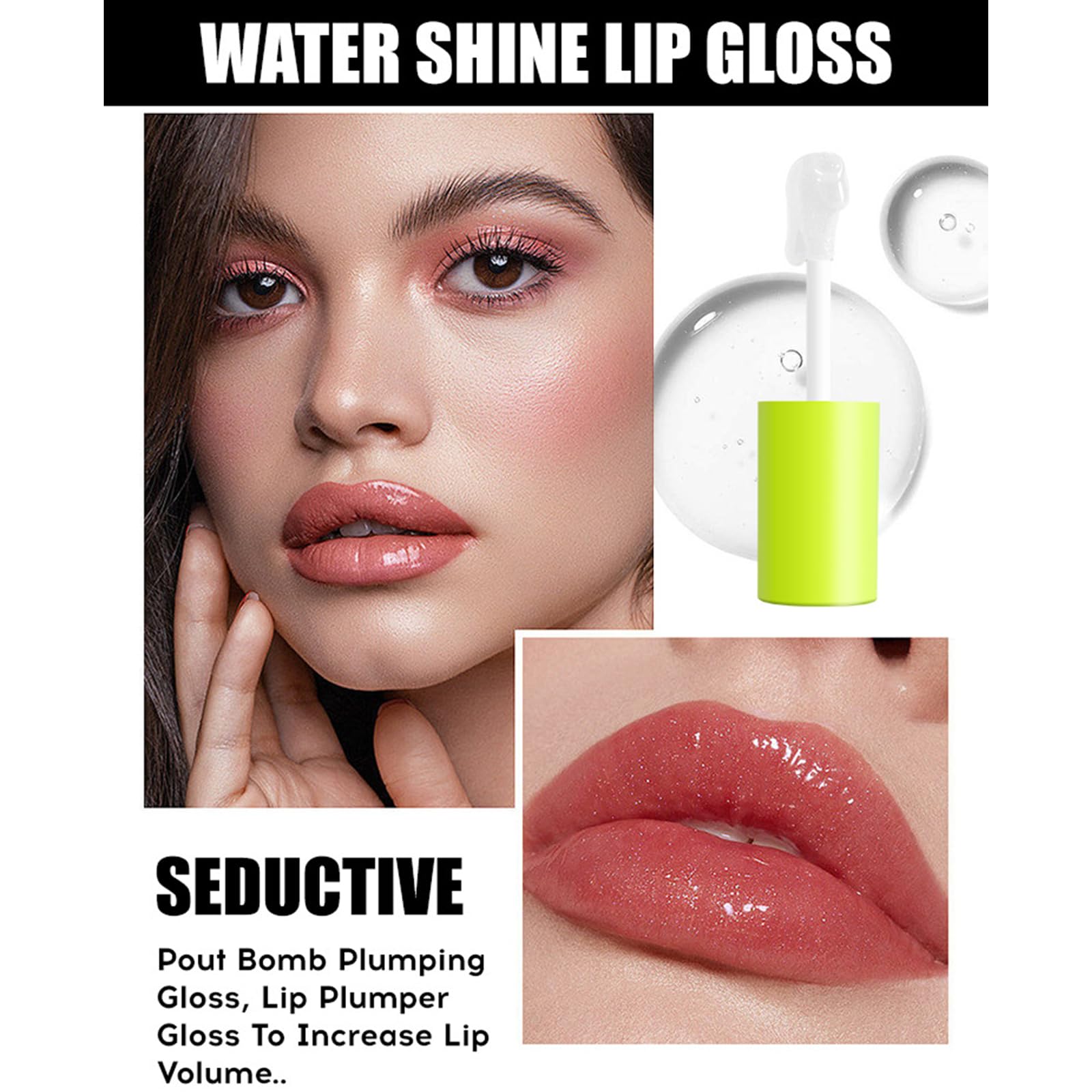 Loobexery lip gloss brown bottle reveals natural-toned gloss with nourishing hydration