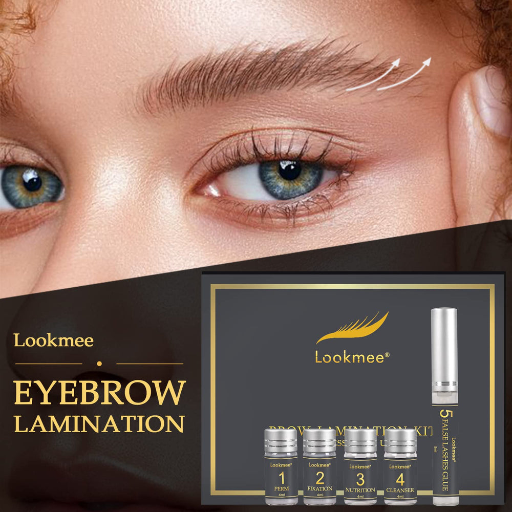Lookmee eyebrow perming lotion application demonstrates even coverage for a lifted, natural look.