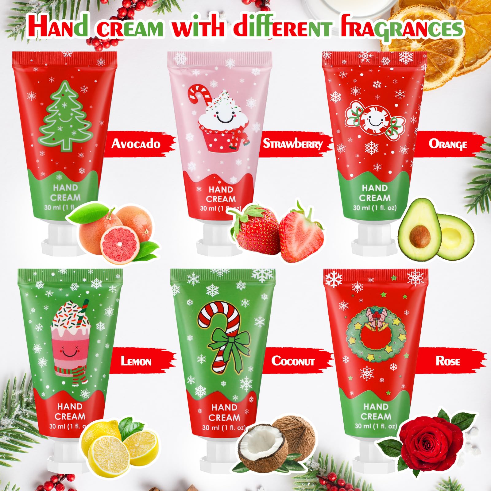Loopeer Christmas hand cream designs showcase six festive patterns for gifting.