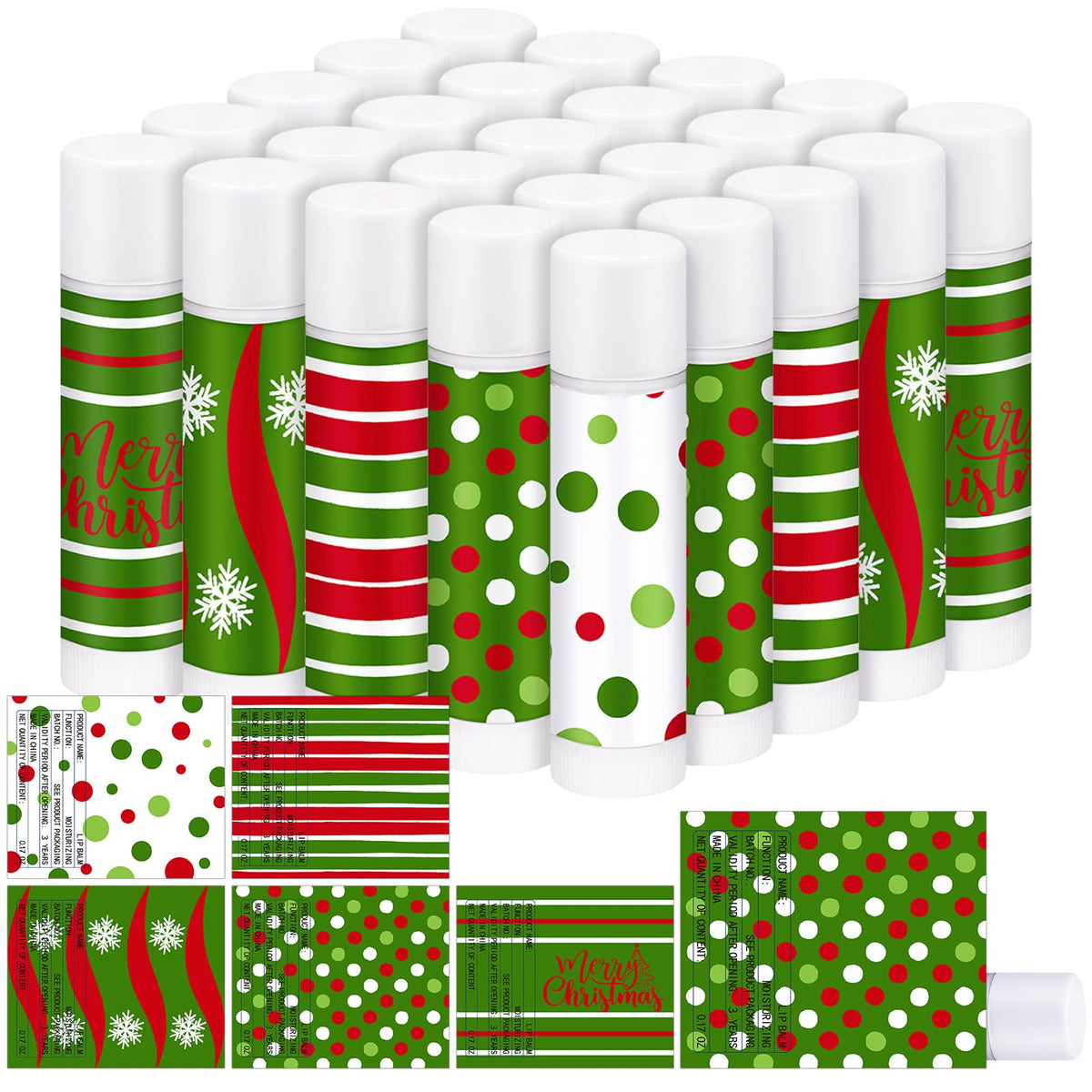 Loopeer Christmas peppermint lip balms design-1 for festive gifting and moisture.