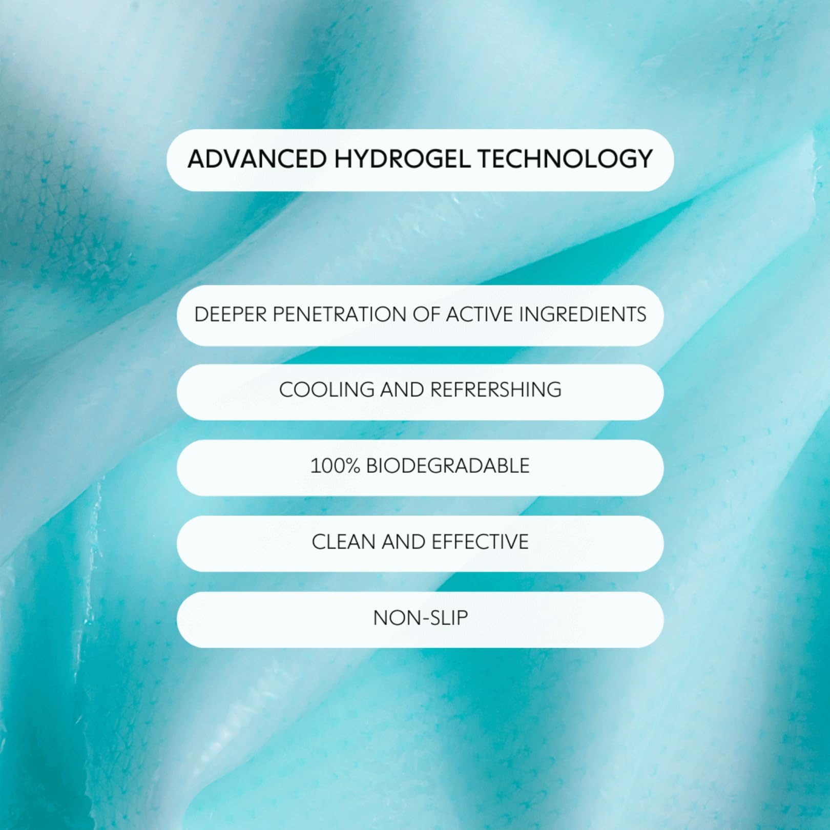 LOOPS CLEAN SLATE textured side closeup reveals hydrogel texture for hydration.