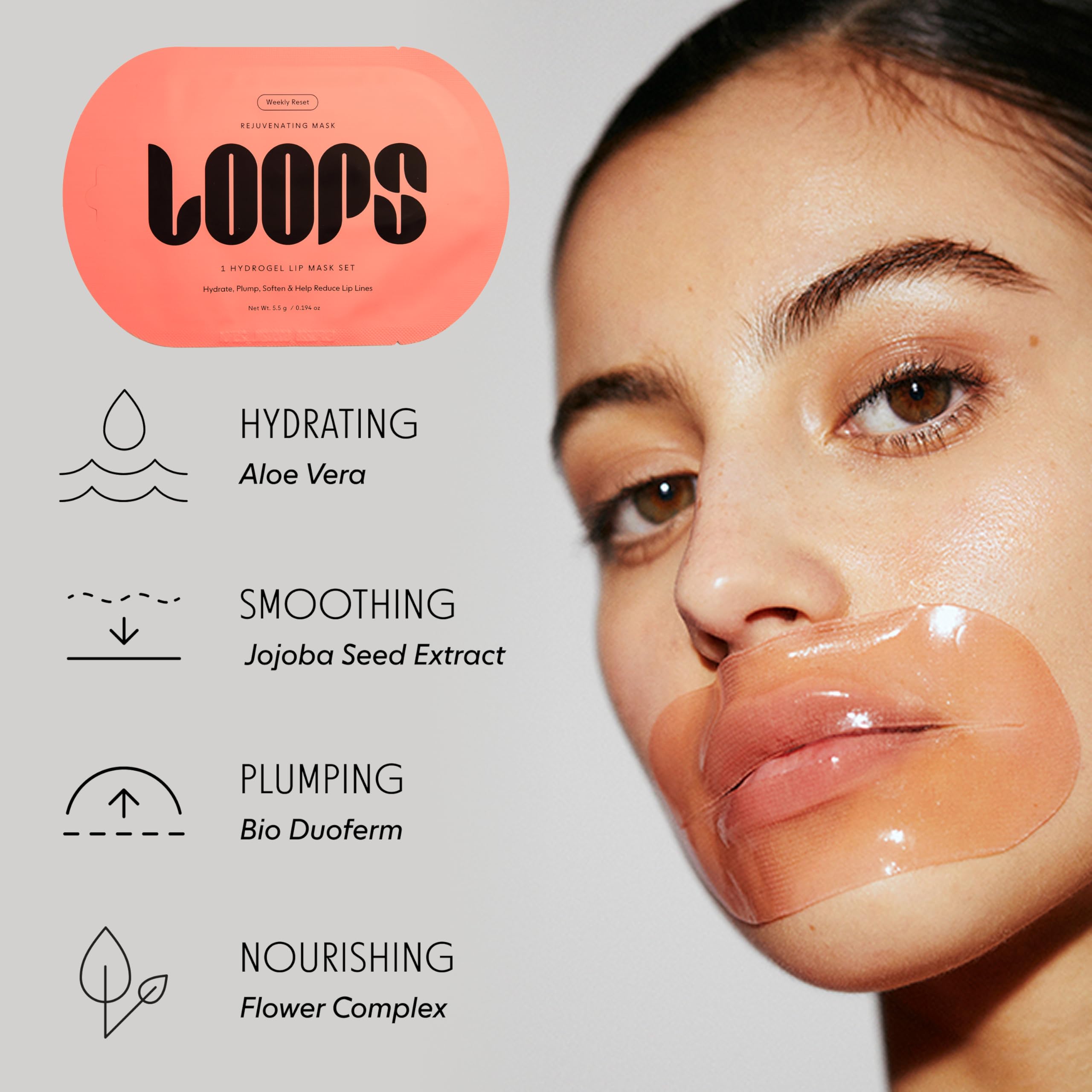 LOOPS Eyes Revival Application Step demonstrates easy mask placement and wear.