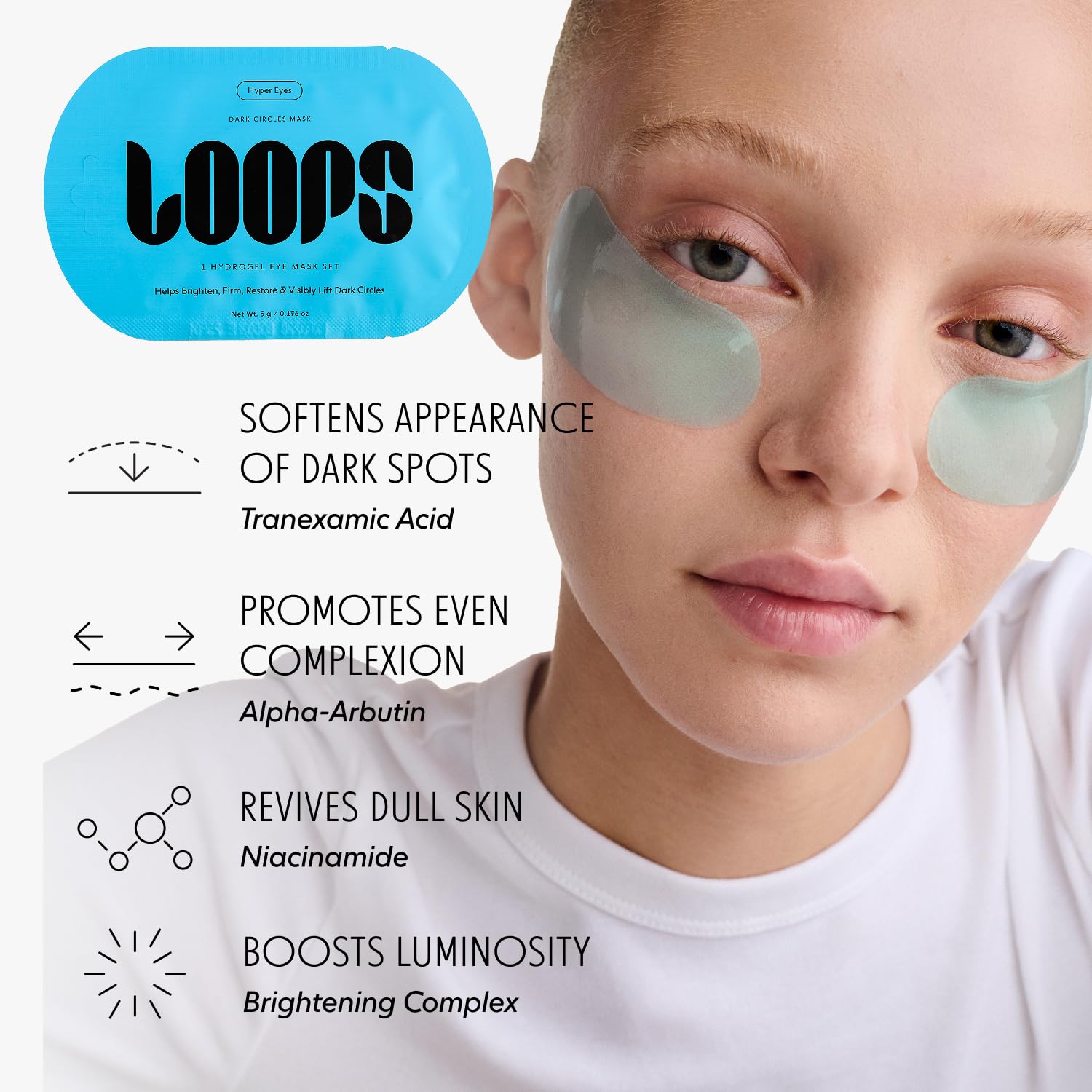 LOOPS Hyper Smooth Eye Mask serum-dispersion demonstrates cooling hydration effect