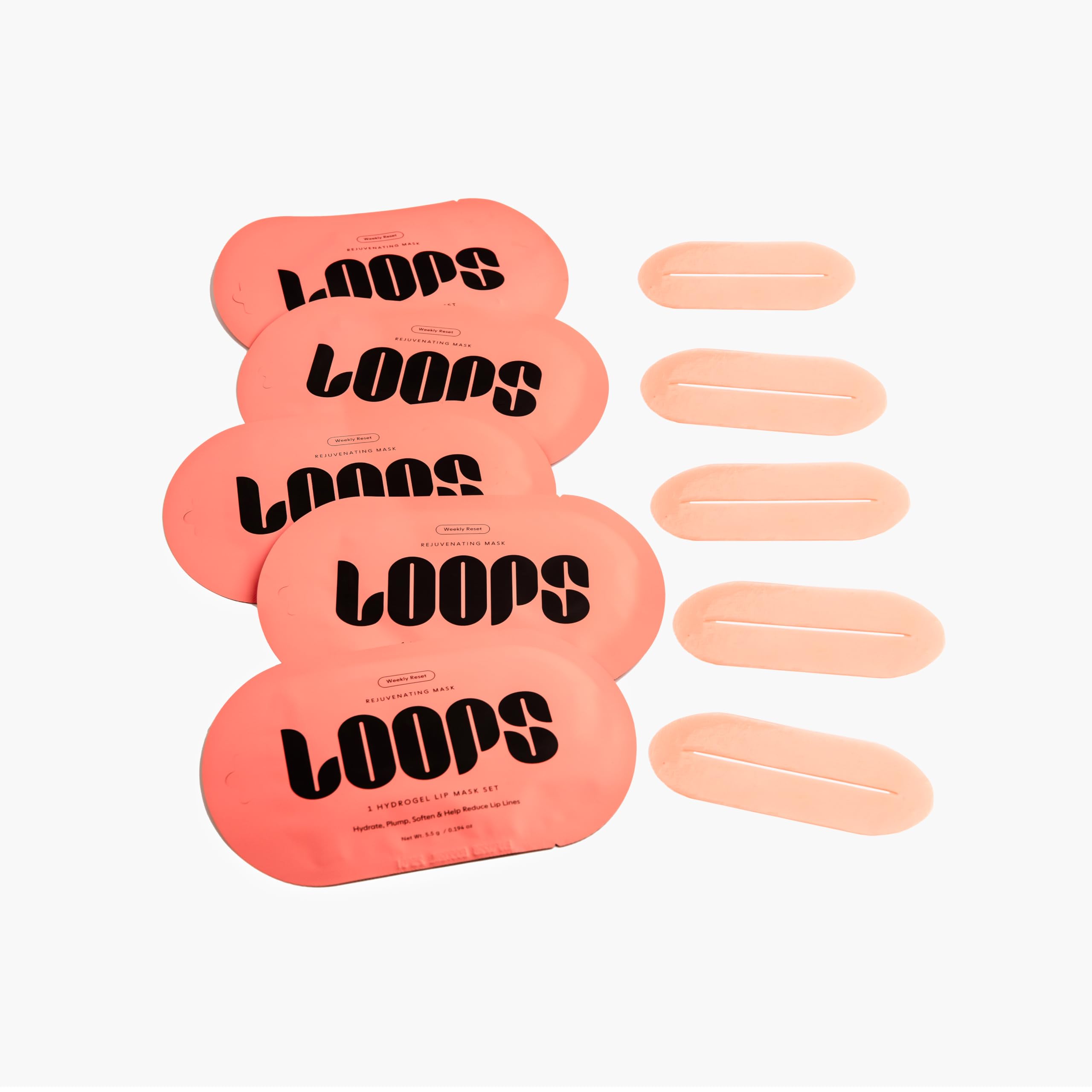 LOOPS two-piece hydrogel mask design fits varied lip shapes