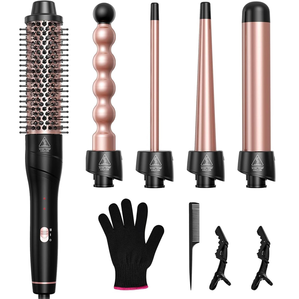 Lopeie 5-in-1 curling wand set display enables versatile styling options.