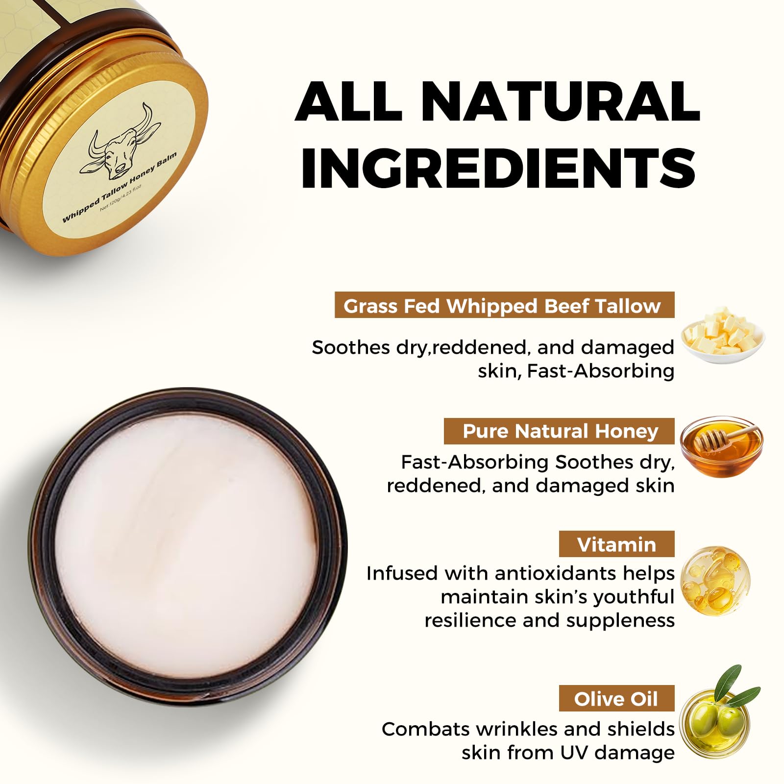 Lopeie Beef Tallow Honey Balm swirl highlights soothing hydration and nourishment