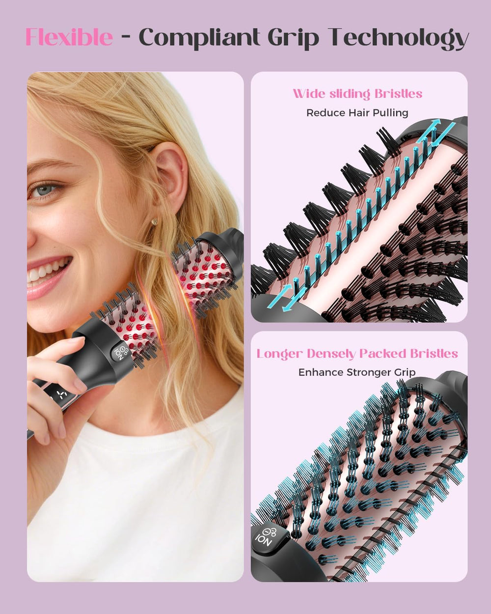 Lopeie flexible grip technology emphasizes easy handling during styling.