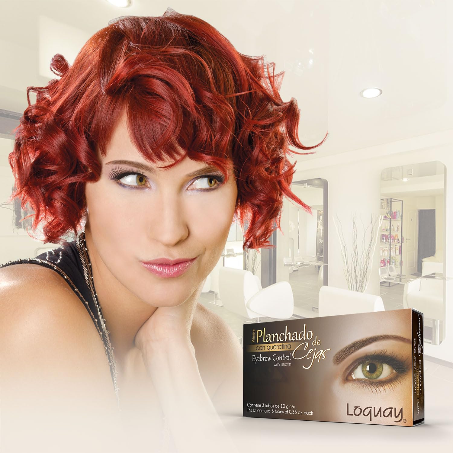 Loquay restructuring cream tube with keratin finishes the brow treatment.