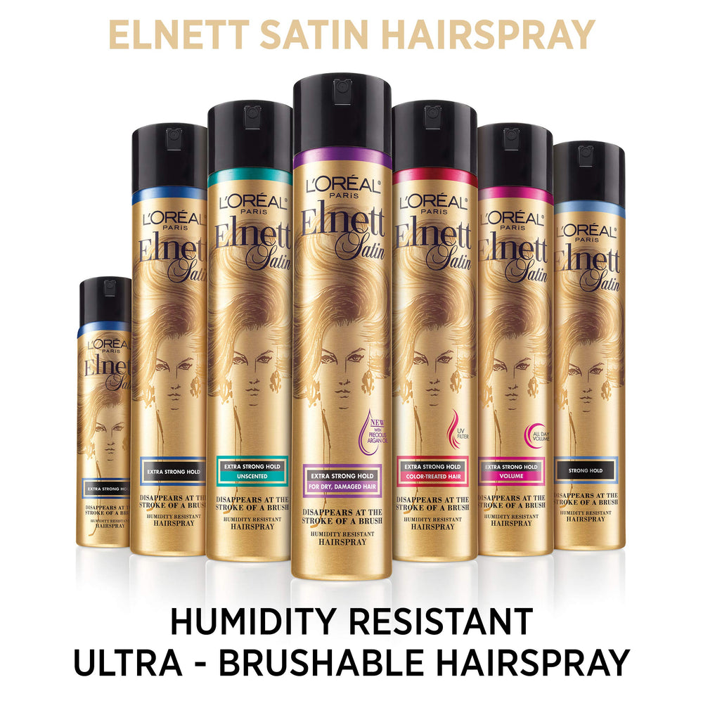 L'Oreal Paris Elnett quick-dry mist delivering rapid, even dispersion.