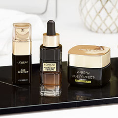 L'Oreal Paris Age Perfect eye cream being applied for under-eye hydration.