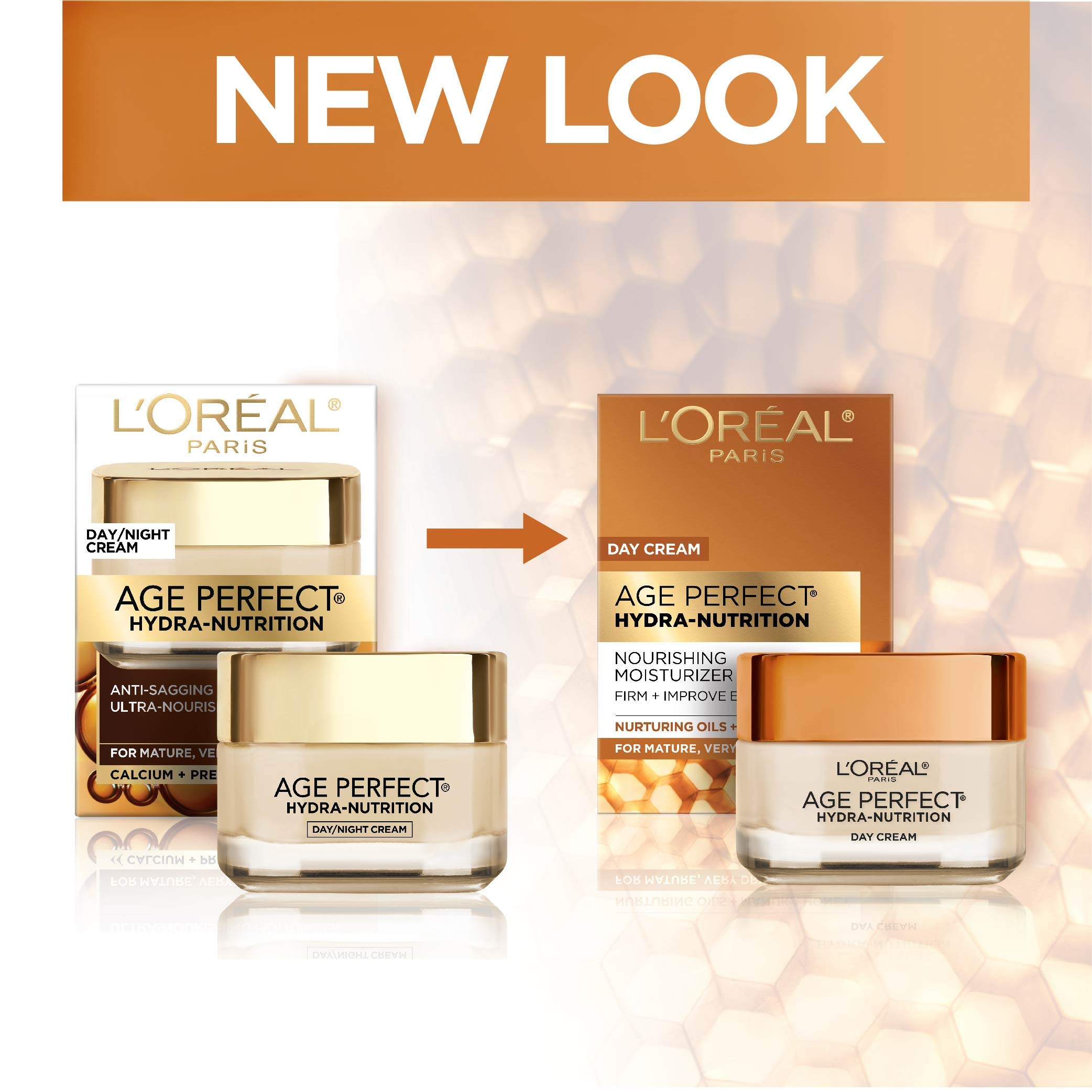 Dispenser bottle of L'Oreal Paris Age Perfect Hydra-Nutrition Day Cream for easy application
