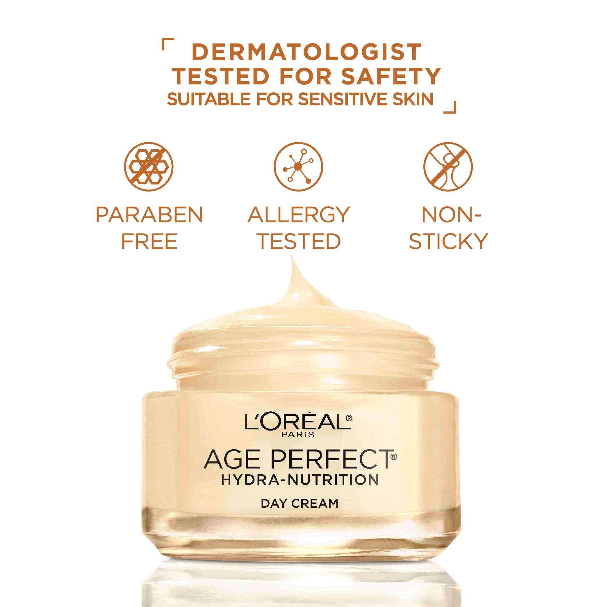 Texture swirl of L'Oreal Paris Age Perfect Hydra-Nutrition Day Cream showing silky finish