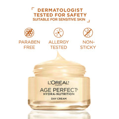 Texture swirl of L'Oreal Paris Age Perfect Hydra-Nutrition Day Cream showing silky finish