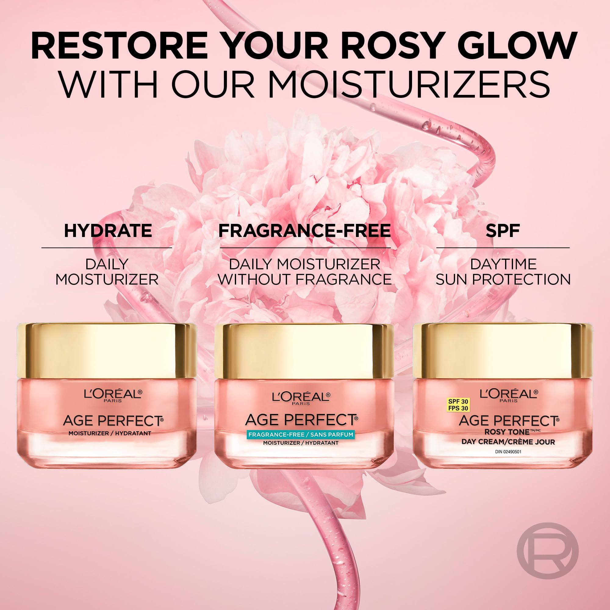 L'Oréal Paris Age Perfect LHA exfoliation swirl promoting smoother dull skin.
