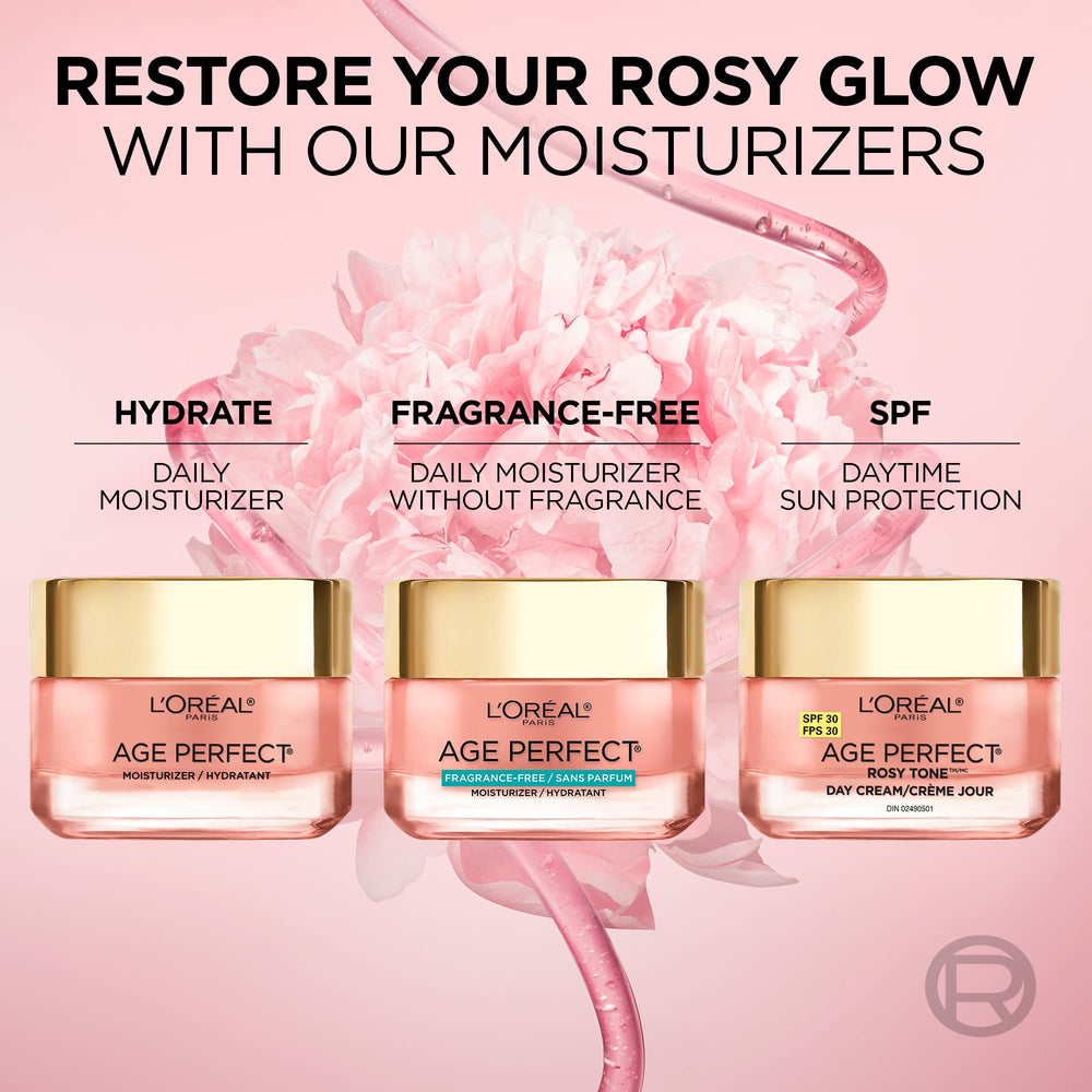 L'Oréal Paris Age Perfect LHA exfoliation swirl promoting smoother dull skin.